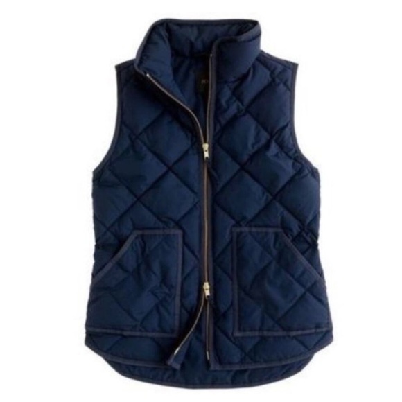 J. Crew Jackets & Blazers - J.Crew Excursion Down Puffer Vest Navy Blue Quilted Zip Pocket Preppy Women’s XS